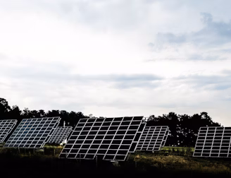 silhouette photography of assorted solar panel behind trees