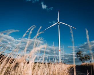 a wind turbine in the middle of a field